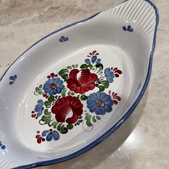 Graf Keramik floral handpainted pottery gratin dish Austria - Picture 8 of 12